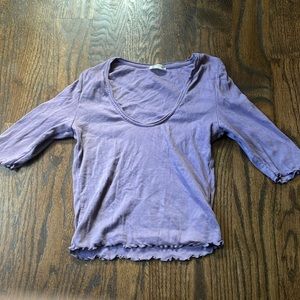 Elbow sleeve ribbed dusty purple top